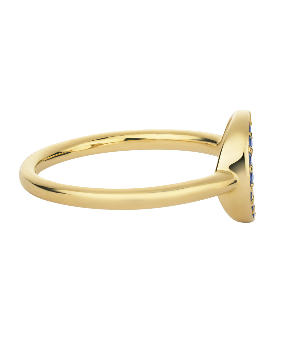 New Moon Ring - 9k Yellow Gold, Blue Sapphire