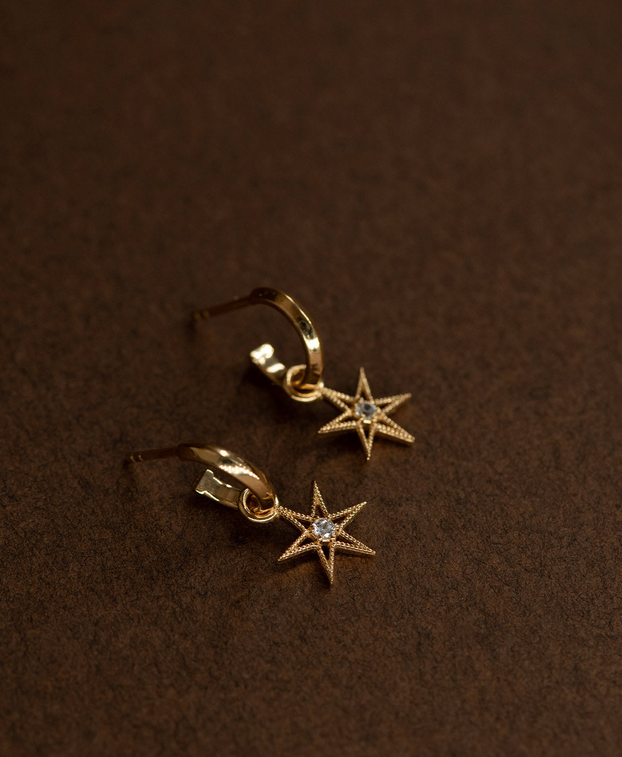 No Star Like Thee Hoops - 22k Gold Vermeil, White Zircon