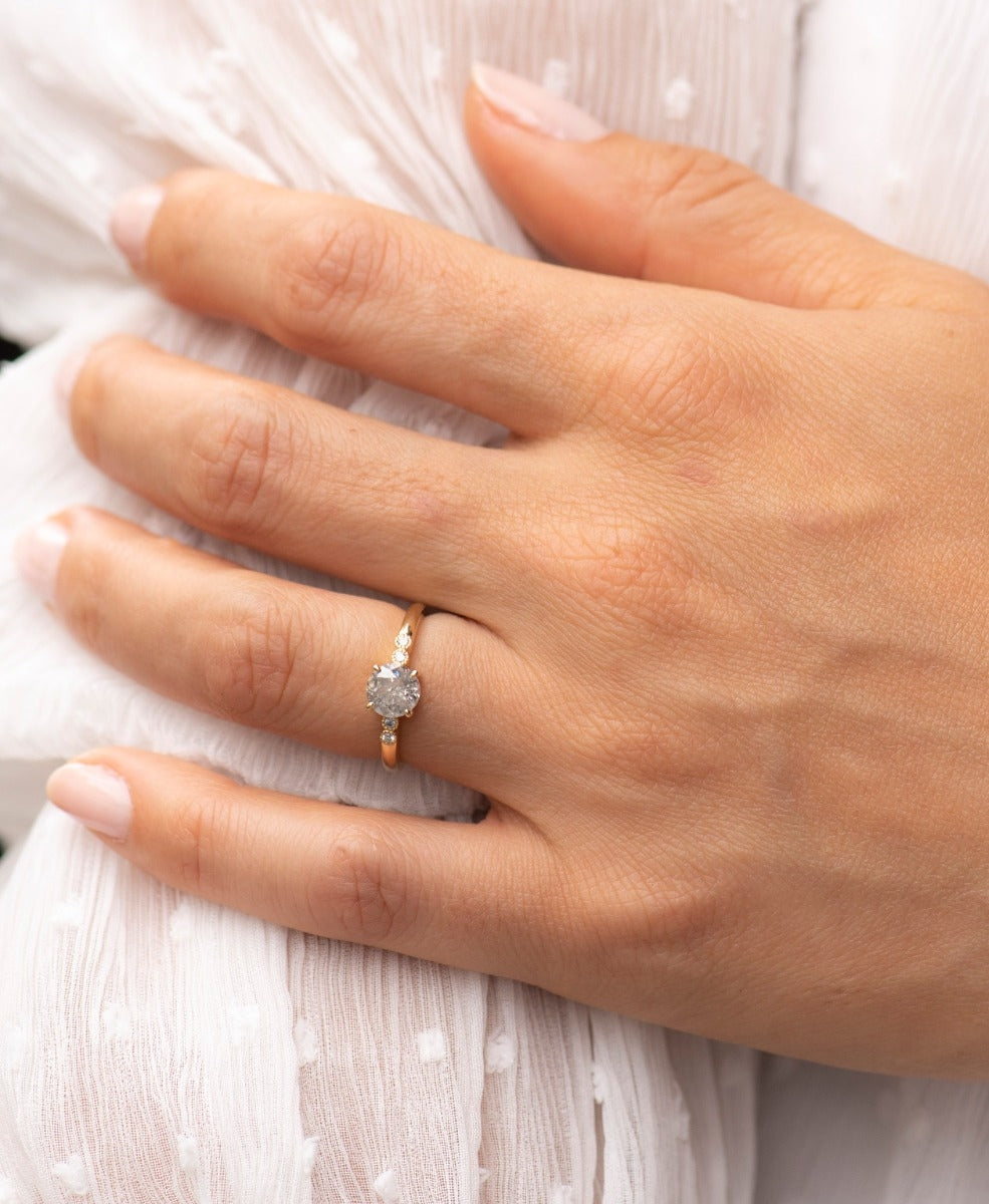 One of a Kind 382 - 18k Yellow Gold, Salt & Pepper Diamond