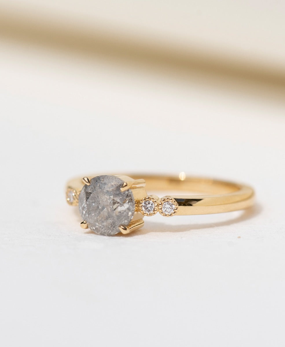 One of a Kind 382 - 18k Yellow Gold, Salt & Pepper Diamond