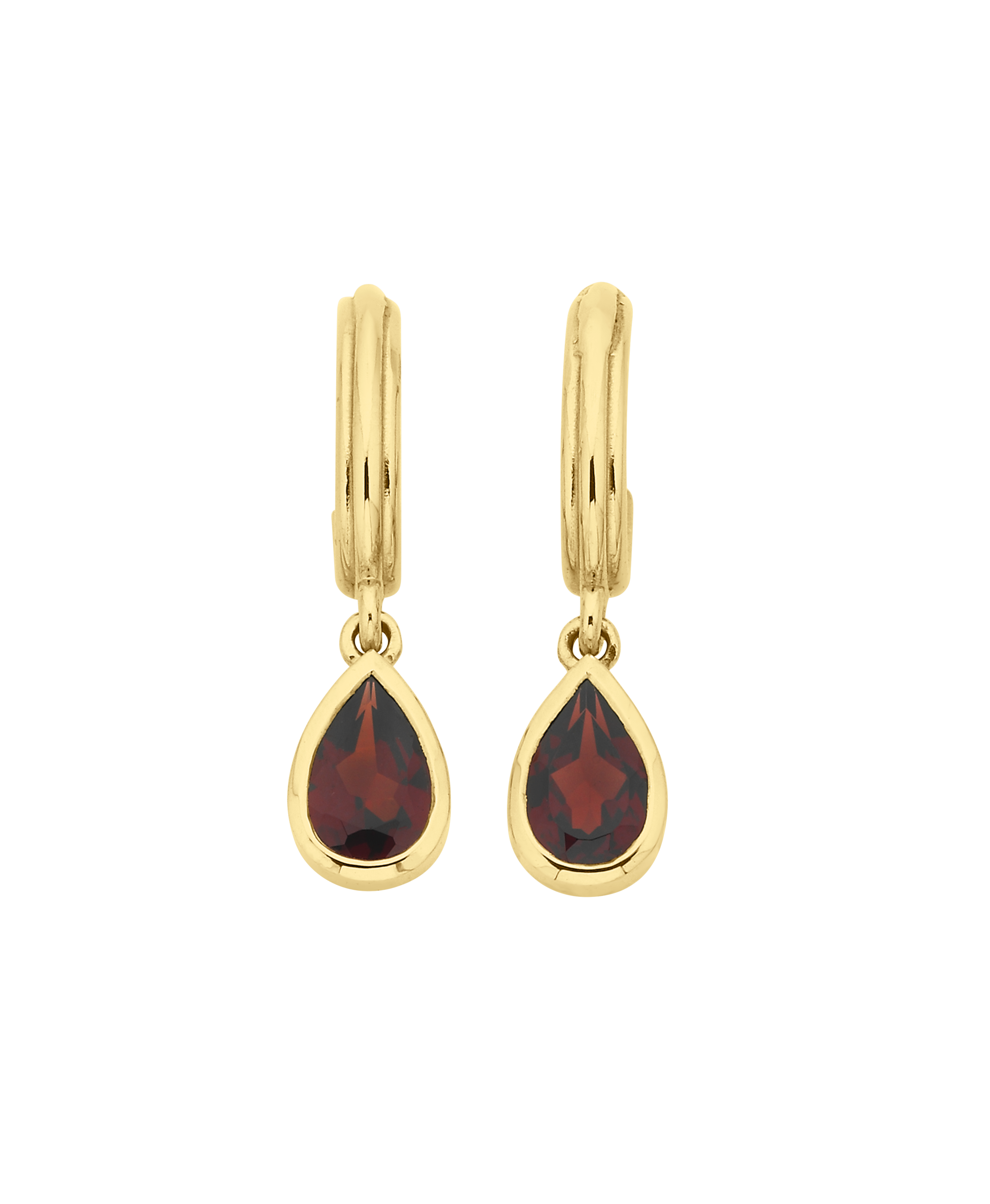 Ophelia Hoops - 22k Gold Vermeil, Garnet