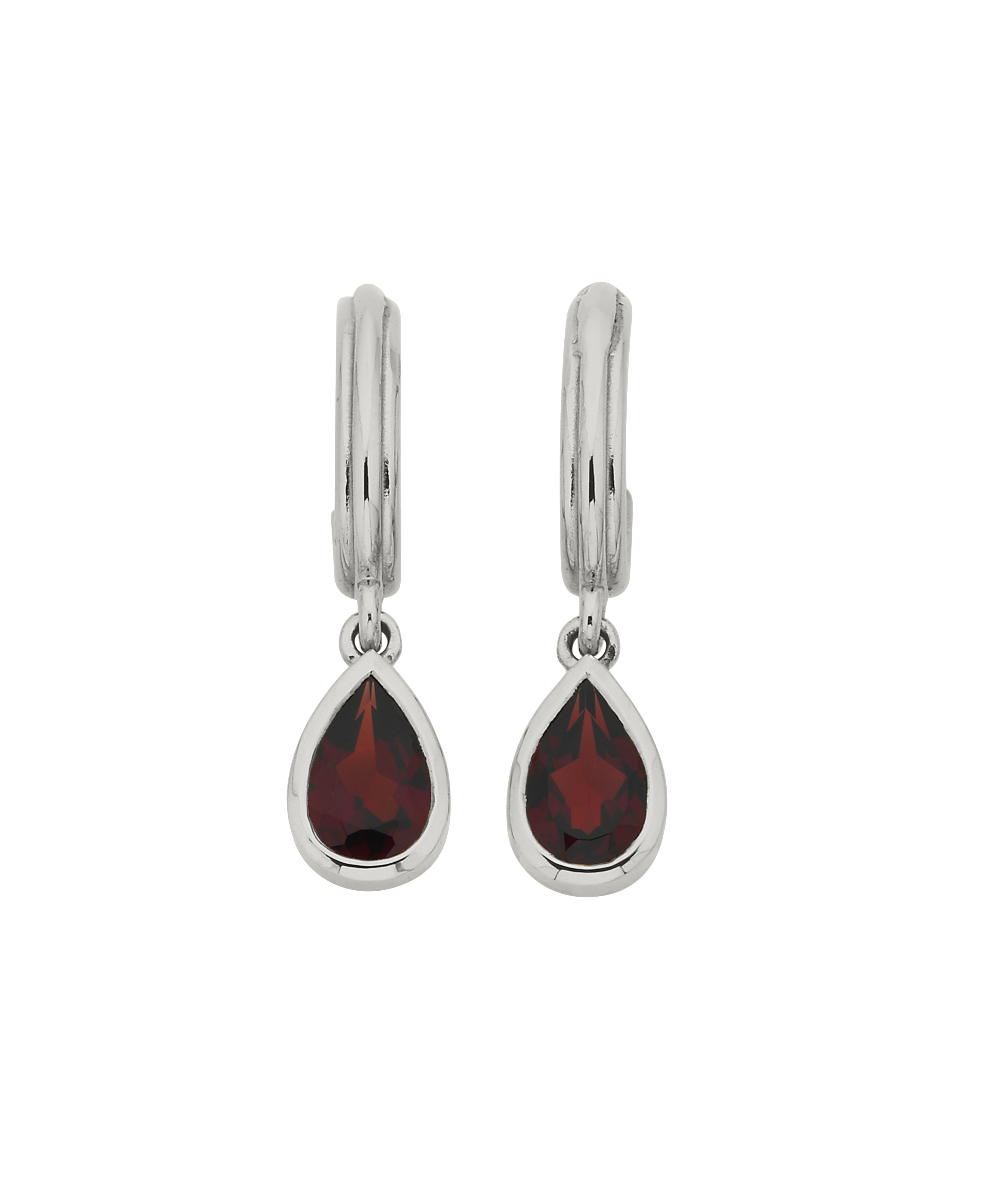 Ophelia Hoops - 925 Sterling Silver, Garnet