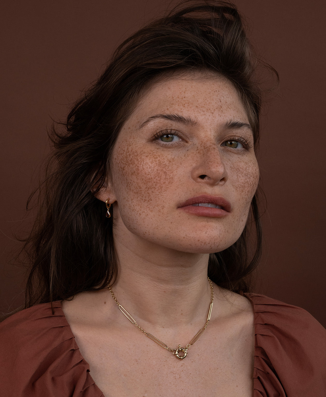 Ophelia Hoops - 22k Gold Vermeil, Garnet