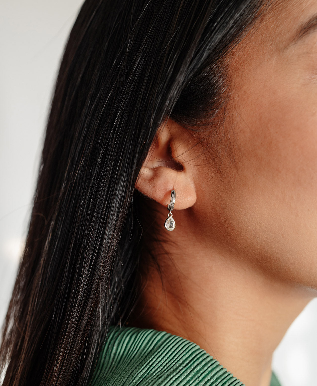 Ophelia Hoops - 925 Sterling Silver, White Topaz