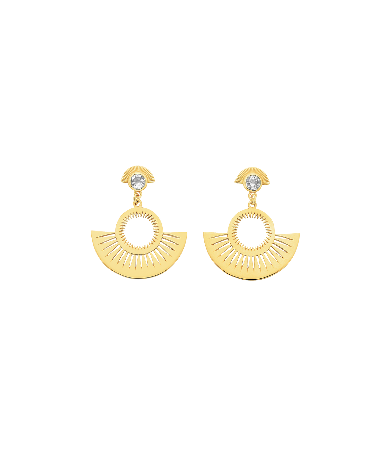 Pocket Full of Sunshine Earrings - 22k Gold Vermeil, Rose Quartz