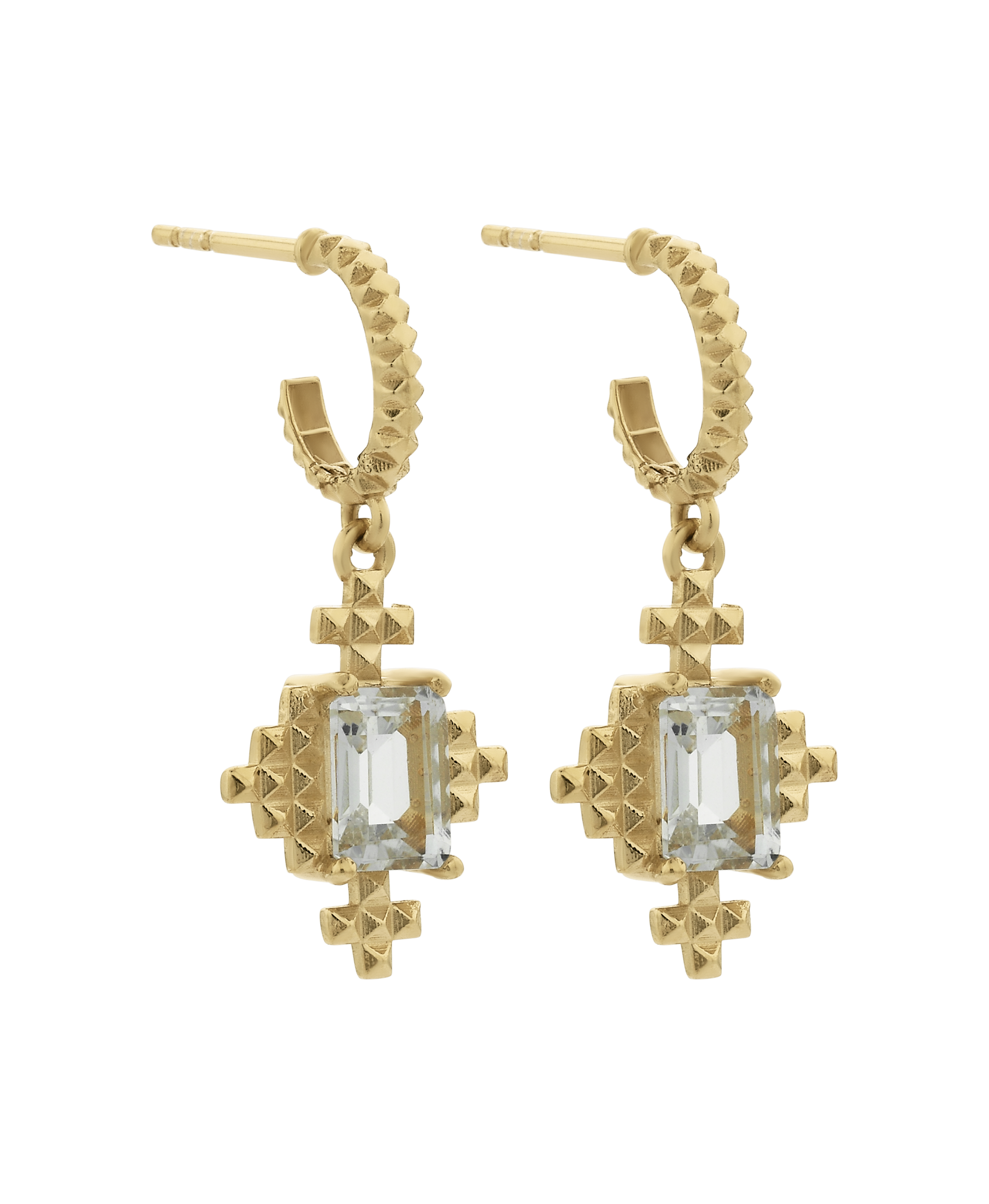 Reya Hoops - 22k Gold Vermeil, White Topaz