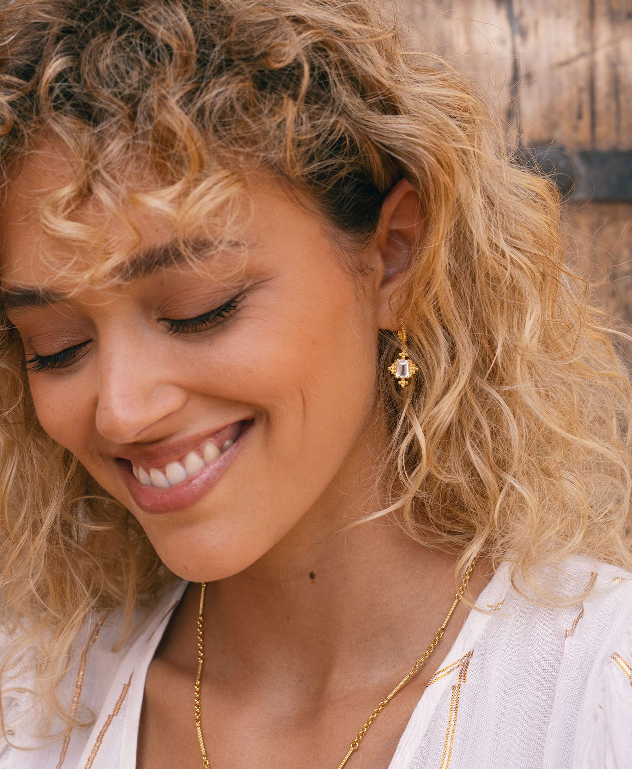 Reya Hoops - 22k Gold Vermeil, White Topaz
