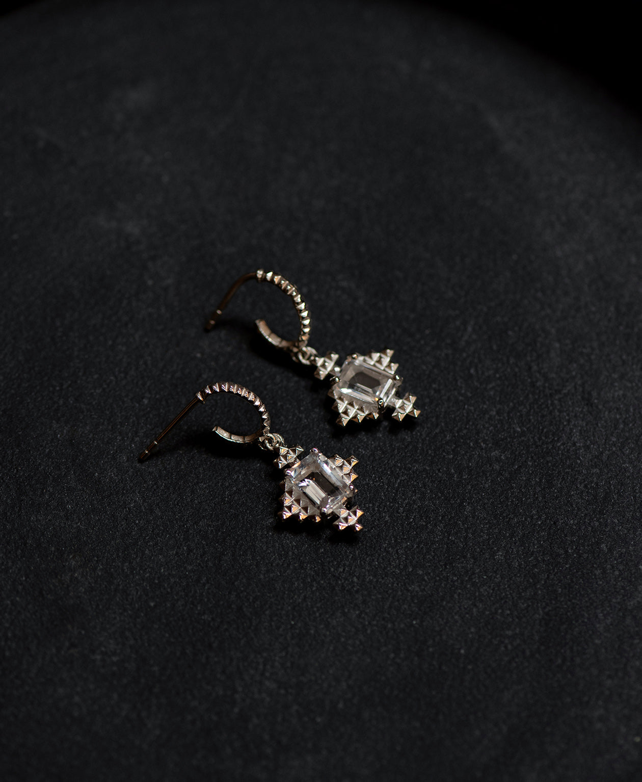 Reya Hoops - 925 Sterling Silver, White Topaz