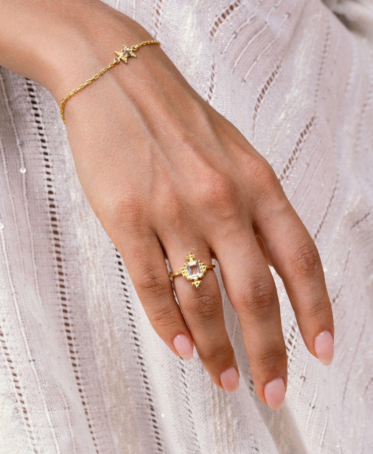 Reya Ring 22k Gold Vermeil, White Topaz Zoë Morgan NZ