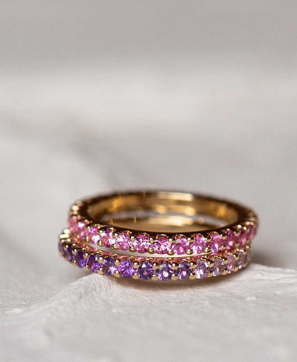 Sapphire Sempera Band - 18k Yellow Gold, Pink Sapphire