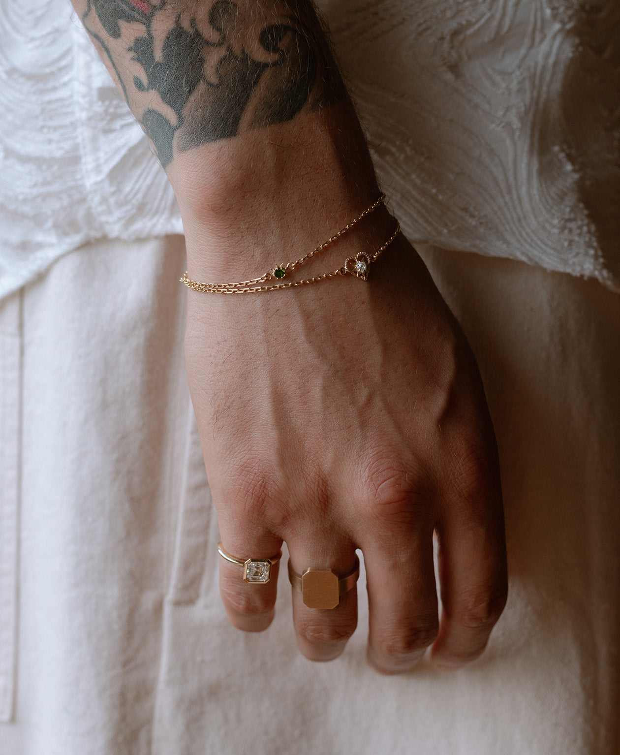 Stella Bracelet - 22k Gold Vermeil, Chrome Diopside