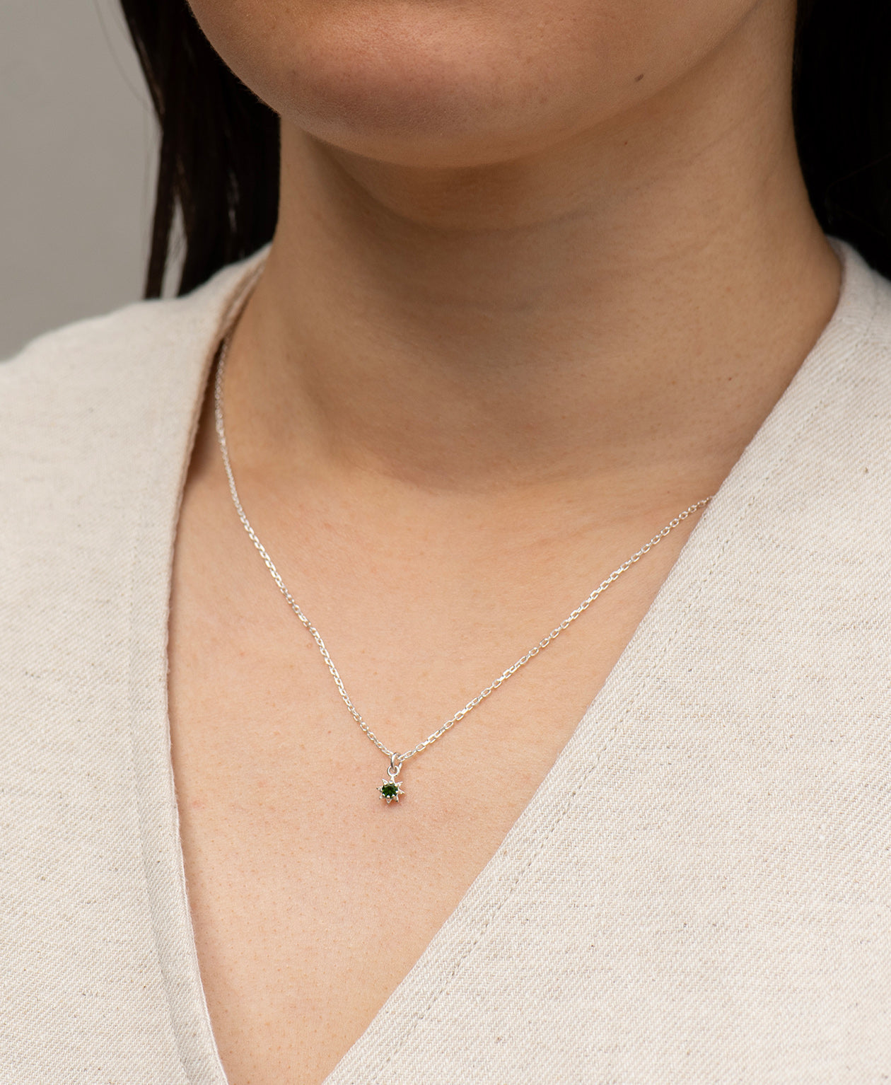 Stella Necklace - 925 Sterling Silver, Chrome Diopside