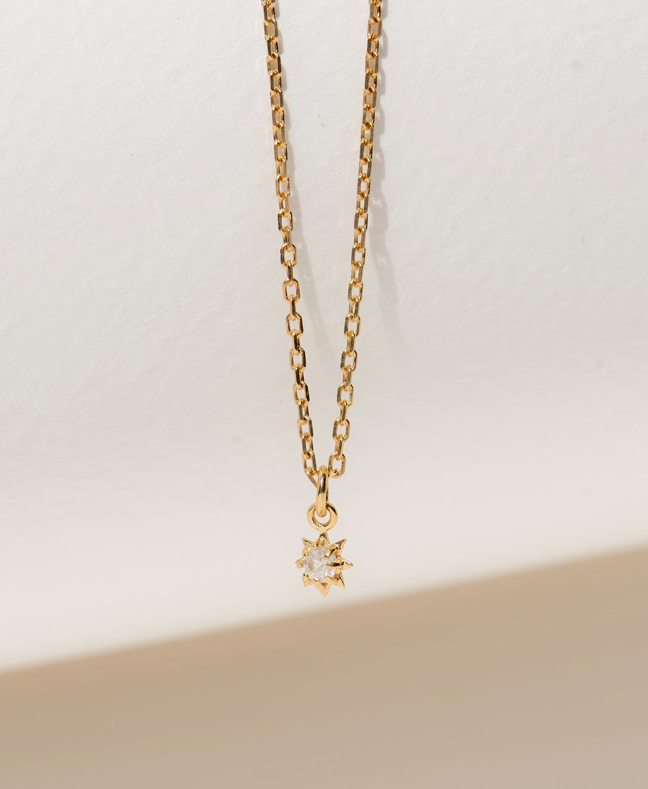 Stella Necklace - 22k Gold Vermeil, White Zircon