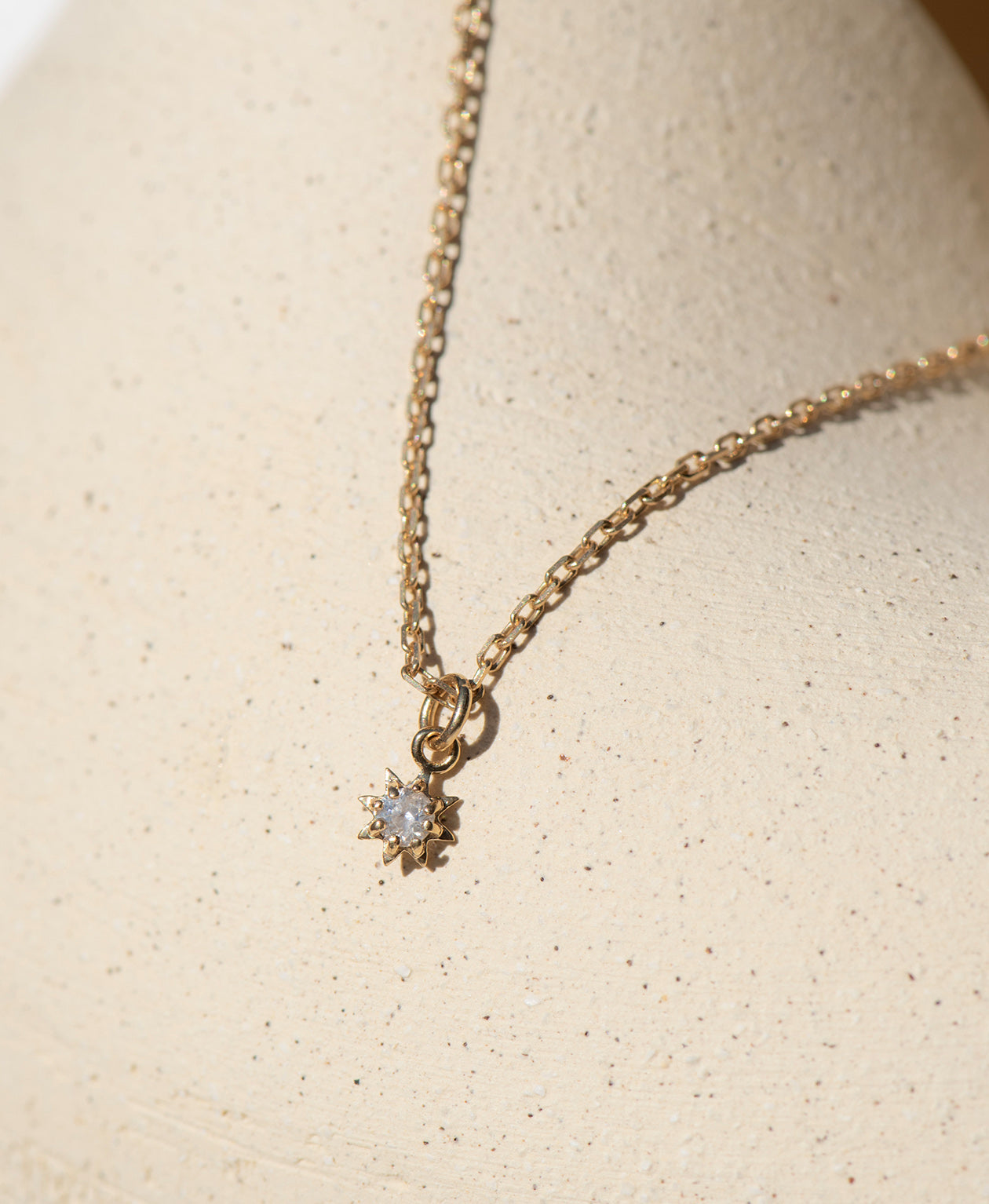 Stella Necklace - 22k Gold Vermeil, White Zircon