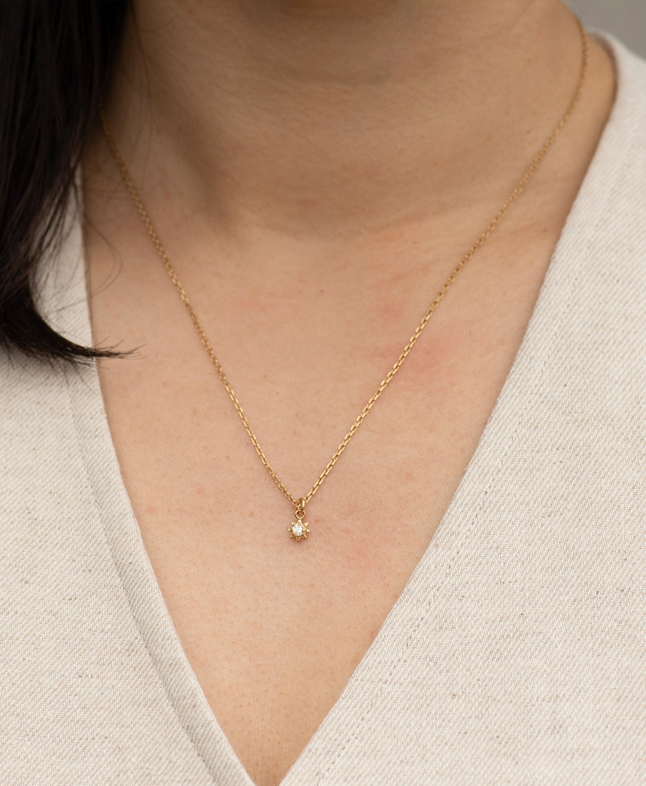 Stella Necklace - 22k Gold Vermeil, White Zircon