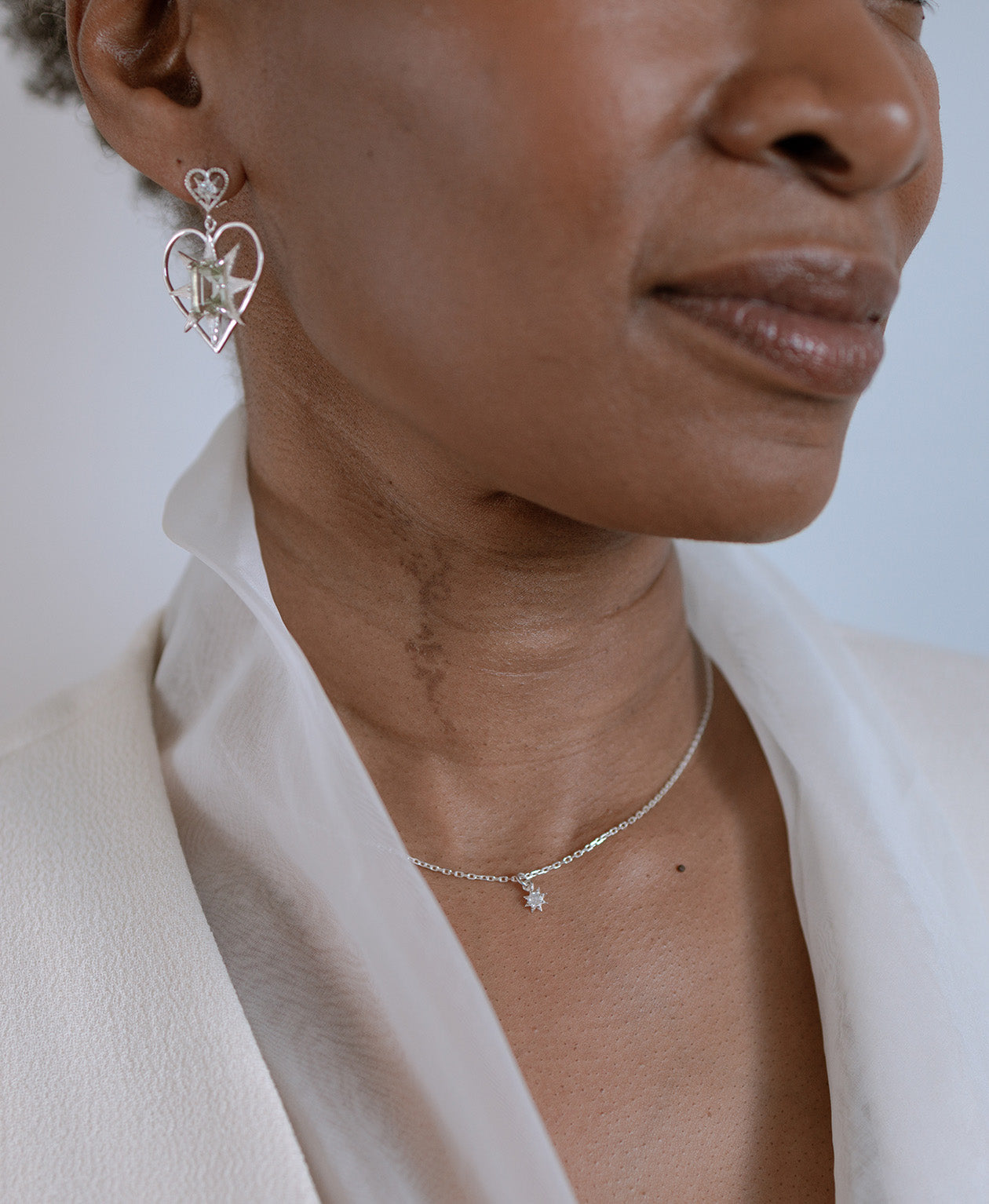 Stella Necklace - 925 Sterling Silver, White Zircon