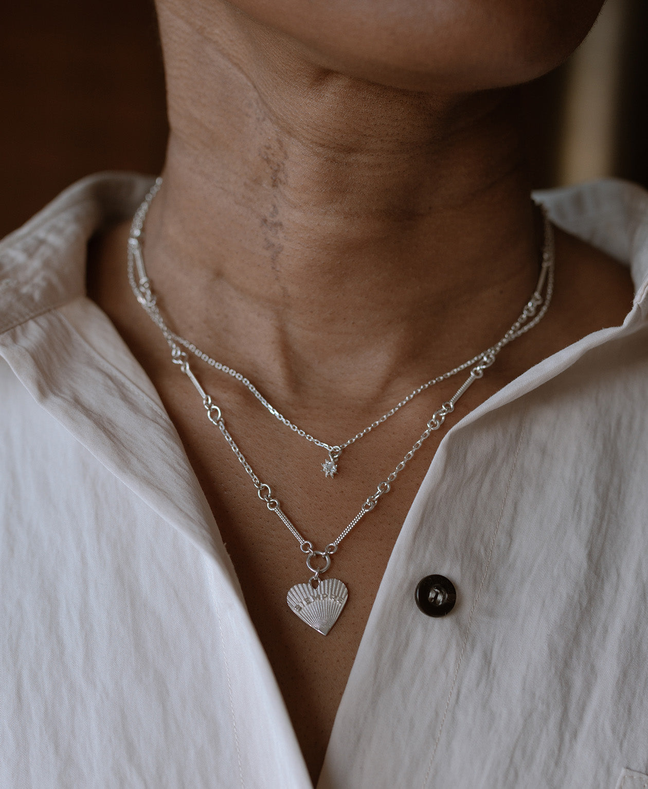 Stella Necklace - 925 Sterling Silver, White Zircon