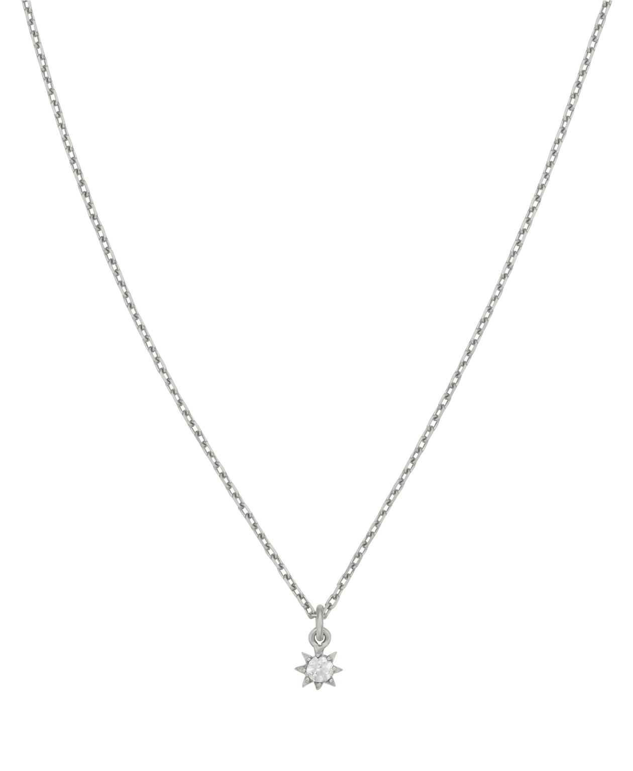 Stella Necklace - 925 Sterling Silver, White Zircon