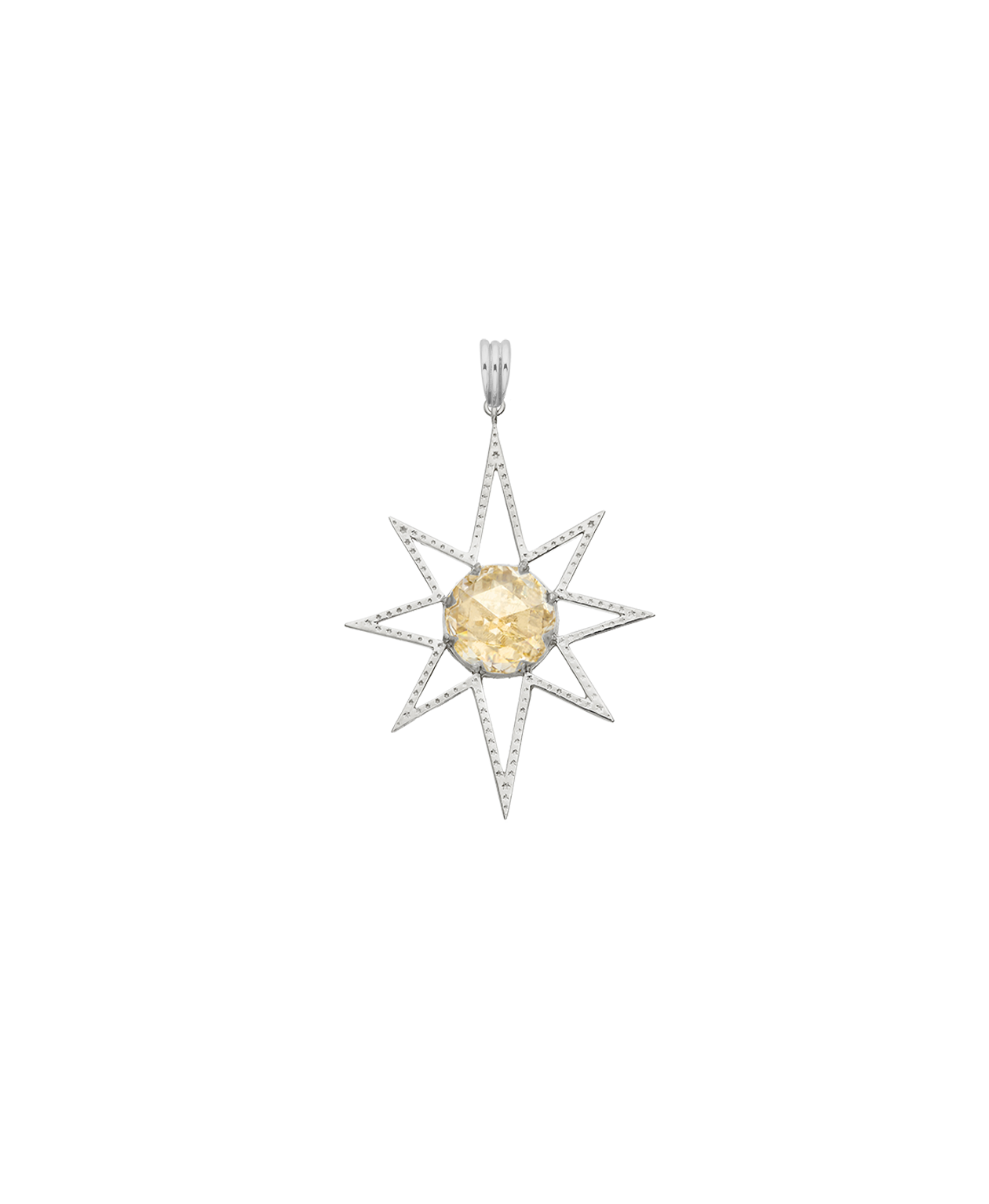 Sunburst Charm - 925 Sterling Silver, Lemon Quartz