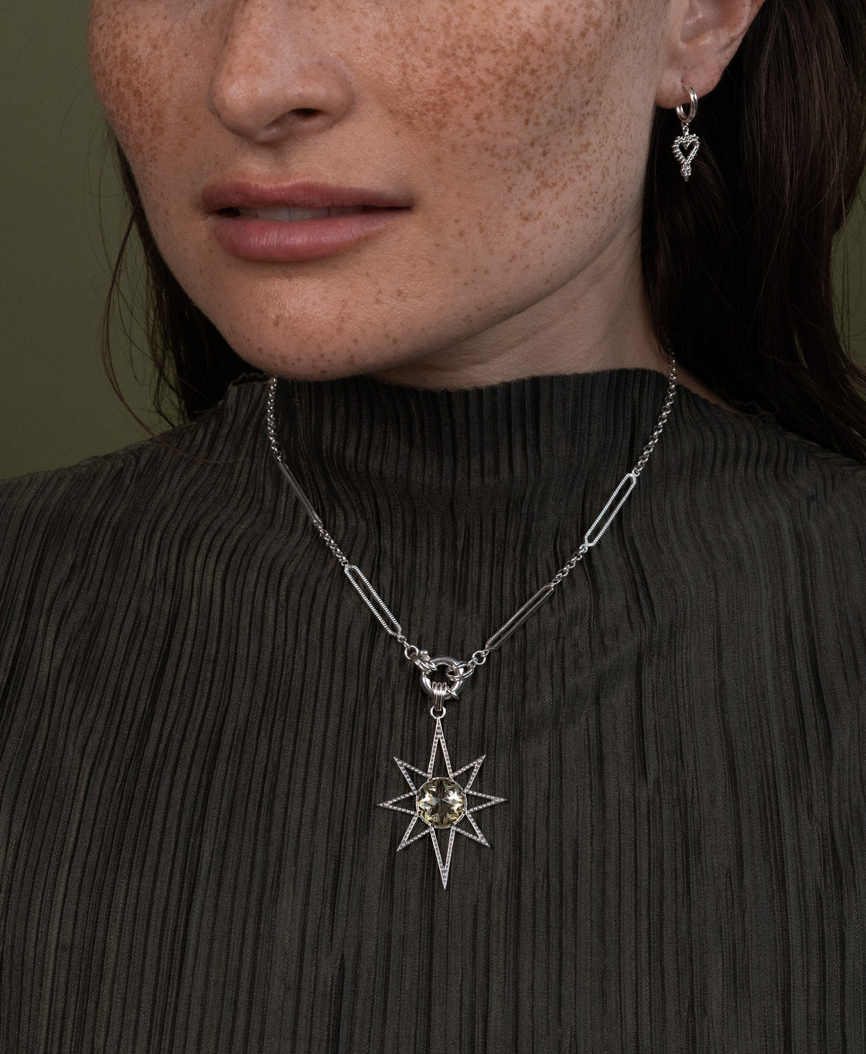 Sunburst Charm - 925 Sterling Silver, Lemon Quartz