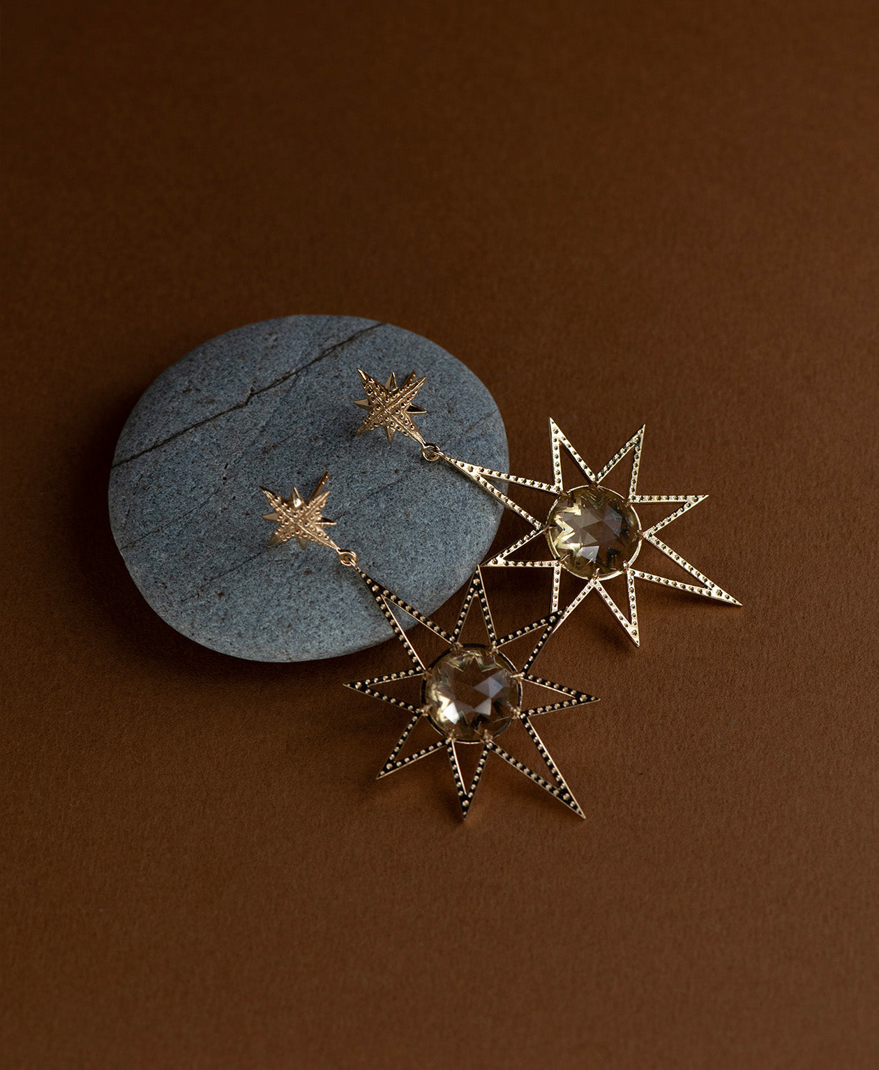 Sunburst Earrings - 22k Gold Vermeil, Lemon Quartz