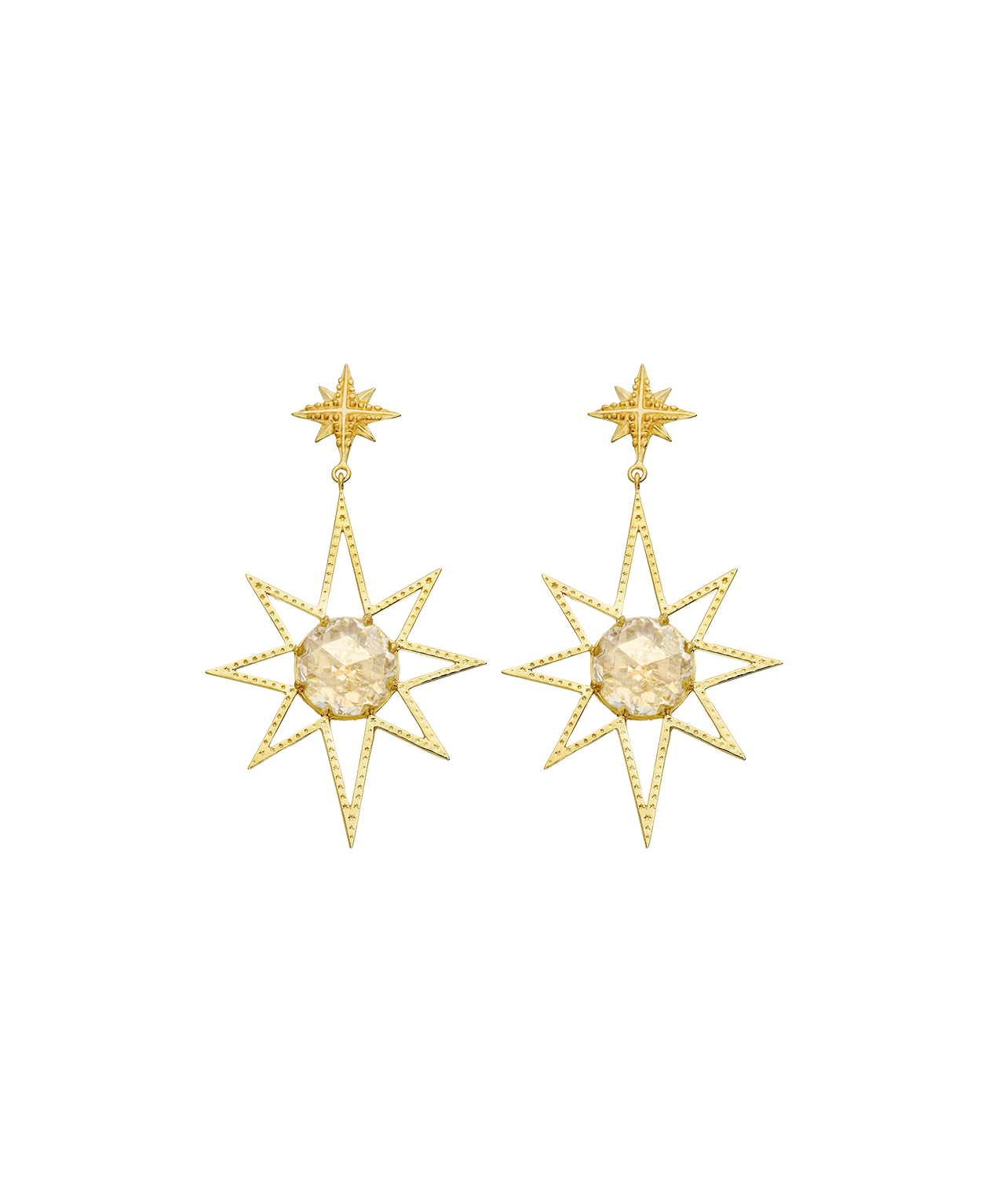 Sunburst Earrings - 22k Gold Vermeil, Lemon Quartz