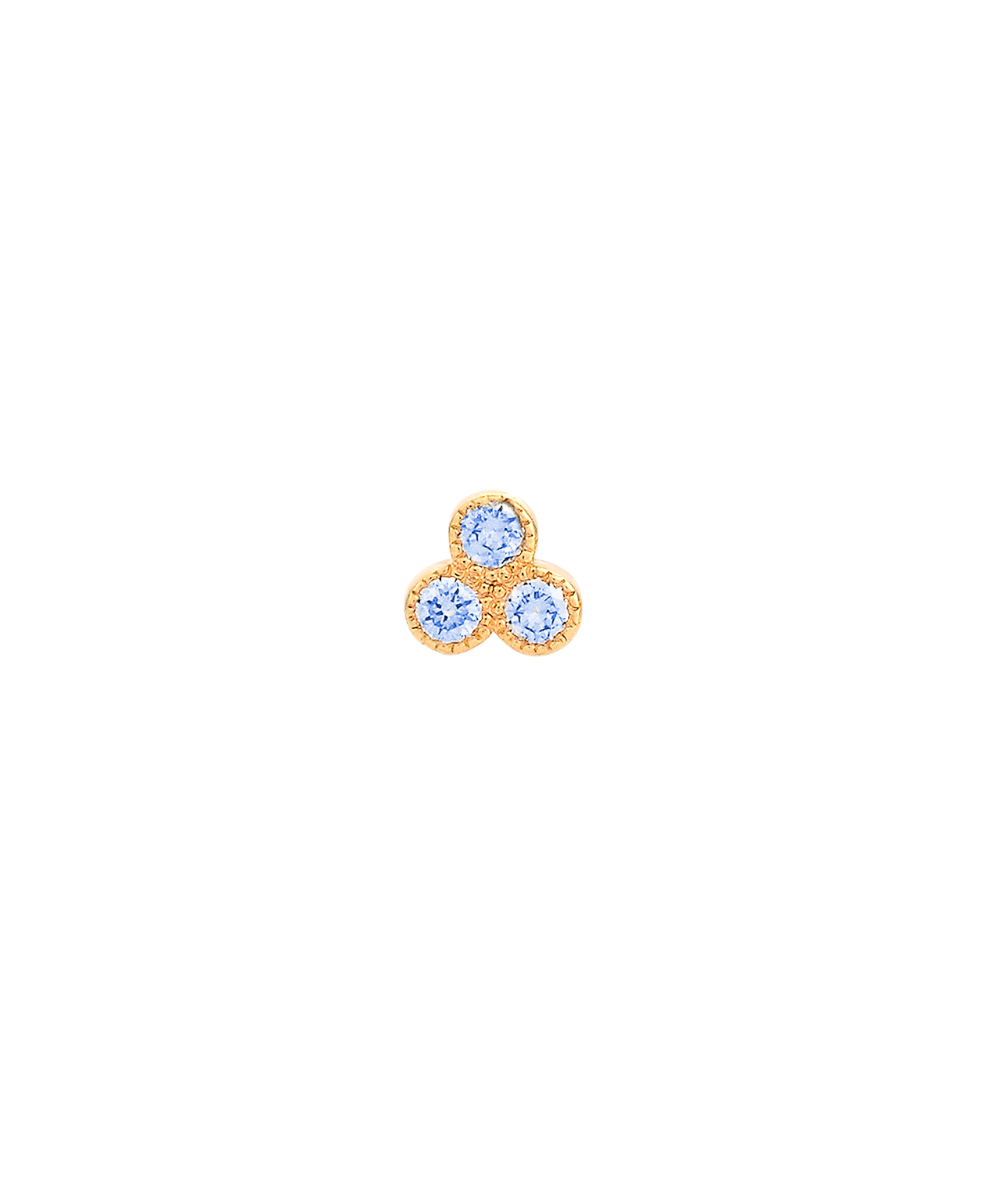 Three Friends 2mm Studs - 18k Yellow Gold, Blue Sapphire