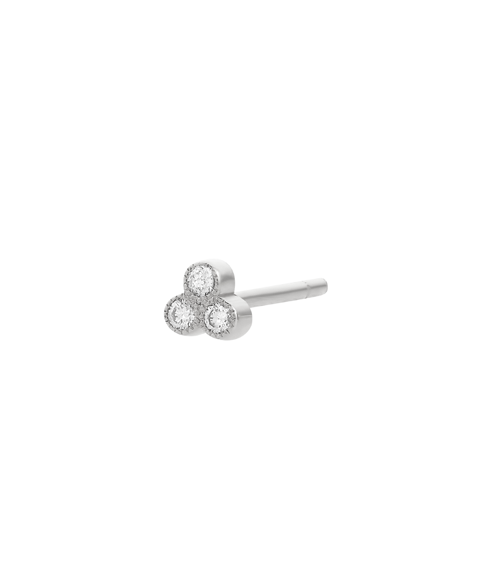 Three Friends 1mm Studs - 18k White Gold, Diamond