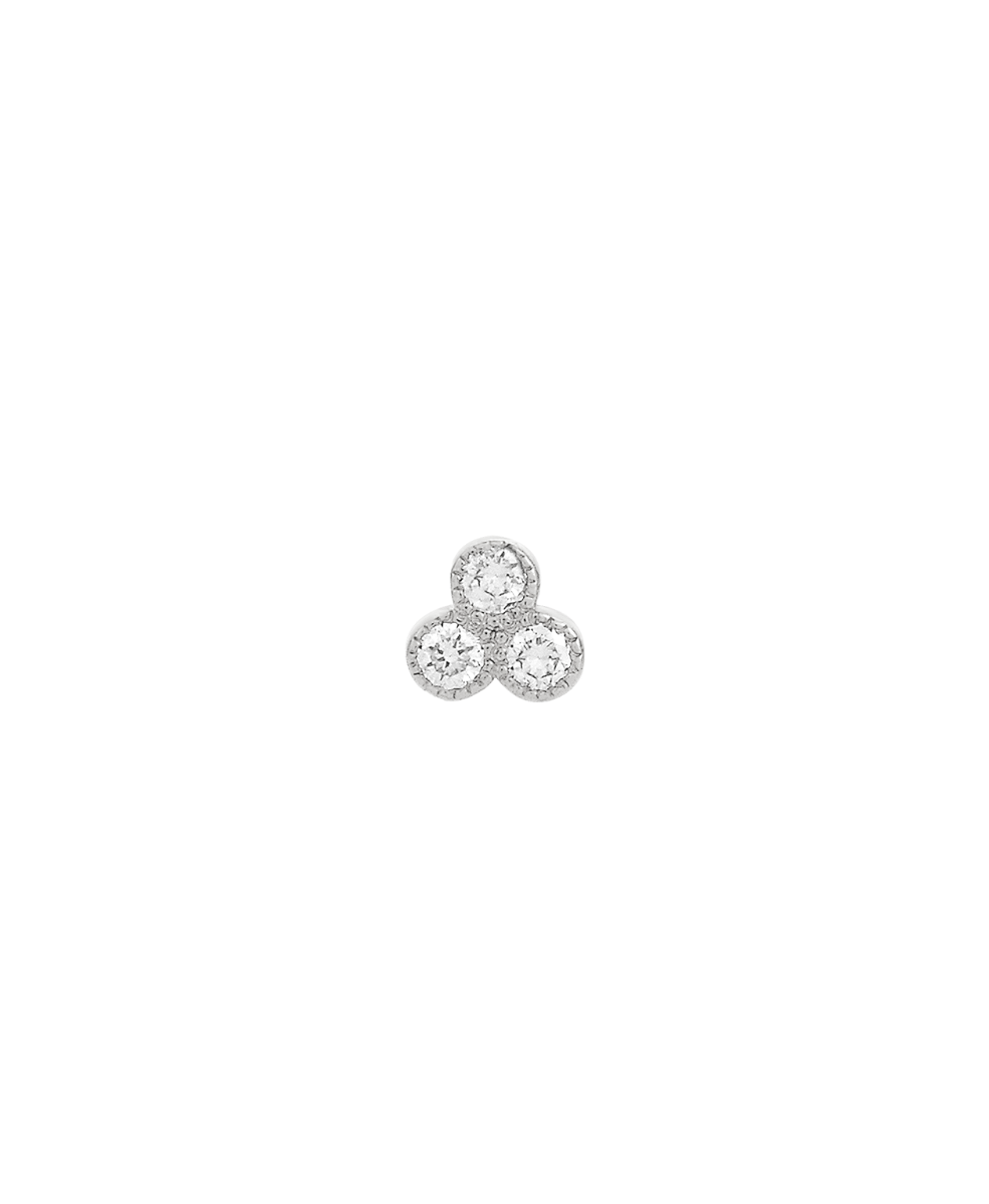 Three Friends 1mm Studs - 18k White Gold, Diamond