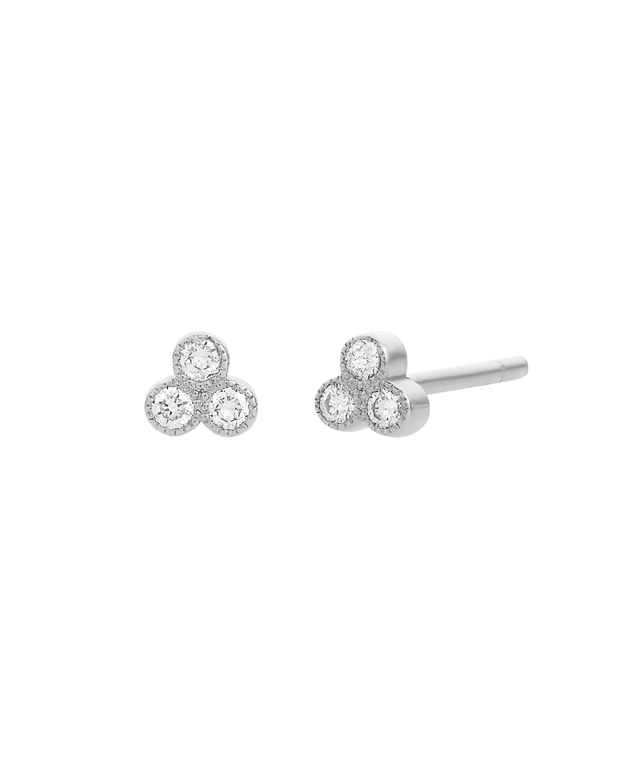Three Friends 1mm Studs - 18k White Gold, Diamond