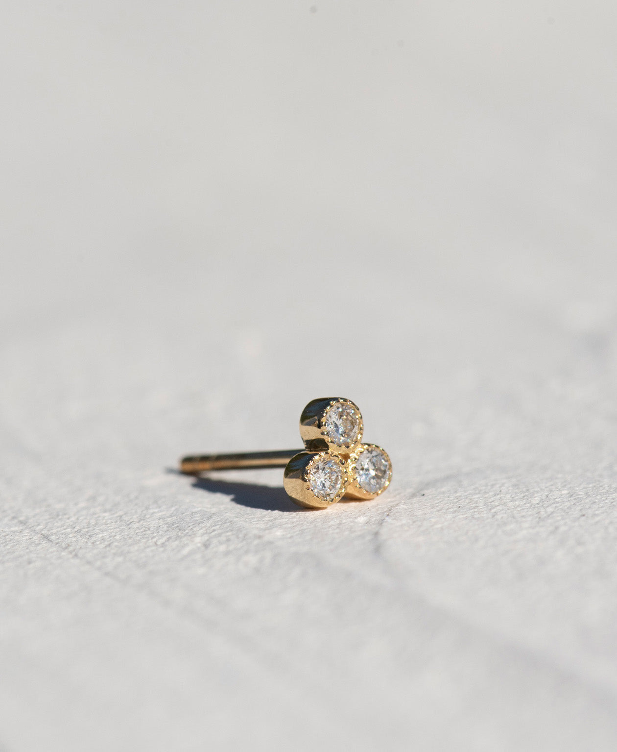Three Friends 2mm Studs - 18k Yellow Gold, Diamond