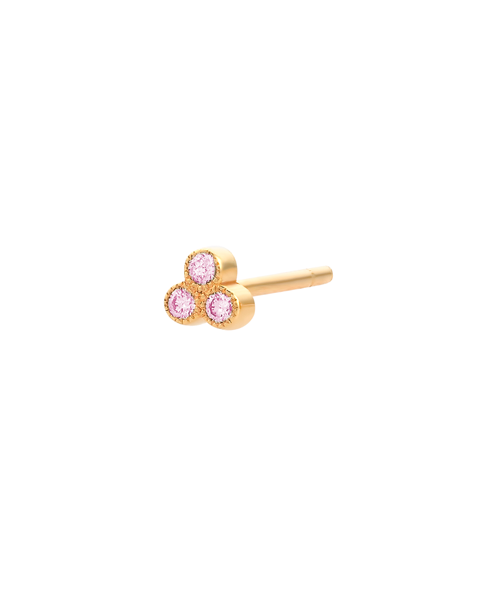 Three Friends 2mm Studs - 18k Yellow Gold, Pink Sapphire