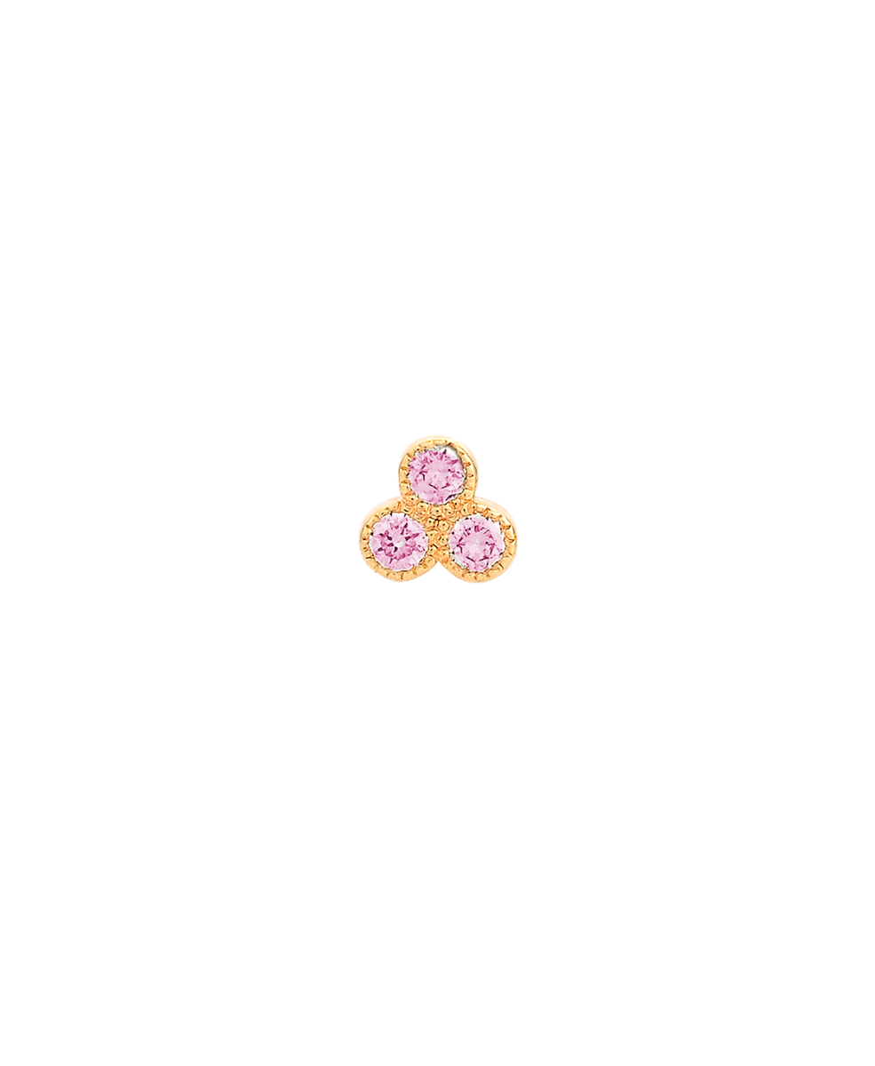 Three Friends 2mm Studs - 18k Yellow Gold, Pink Sapphire