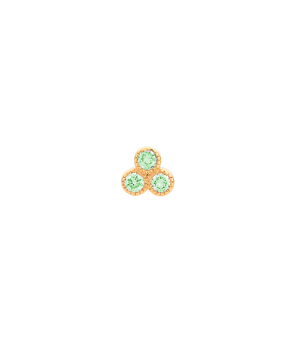 Three Friends 2mm Studs - 18k Yellow Gold, Tsavorite