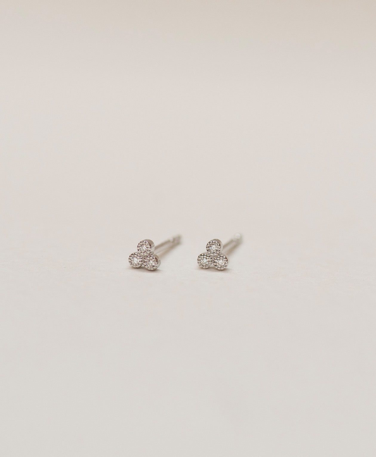 Three Friends 1mm Studs - 9k White Gold, Lab Grown Diamond