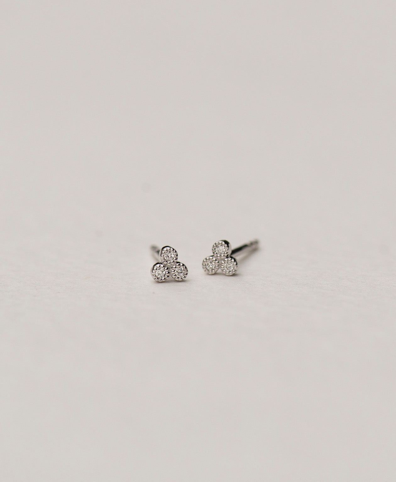 Three Friends 1mm Studs - 9k White Gold, Lab Grown Diamond