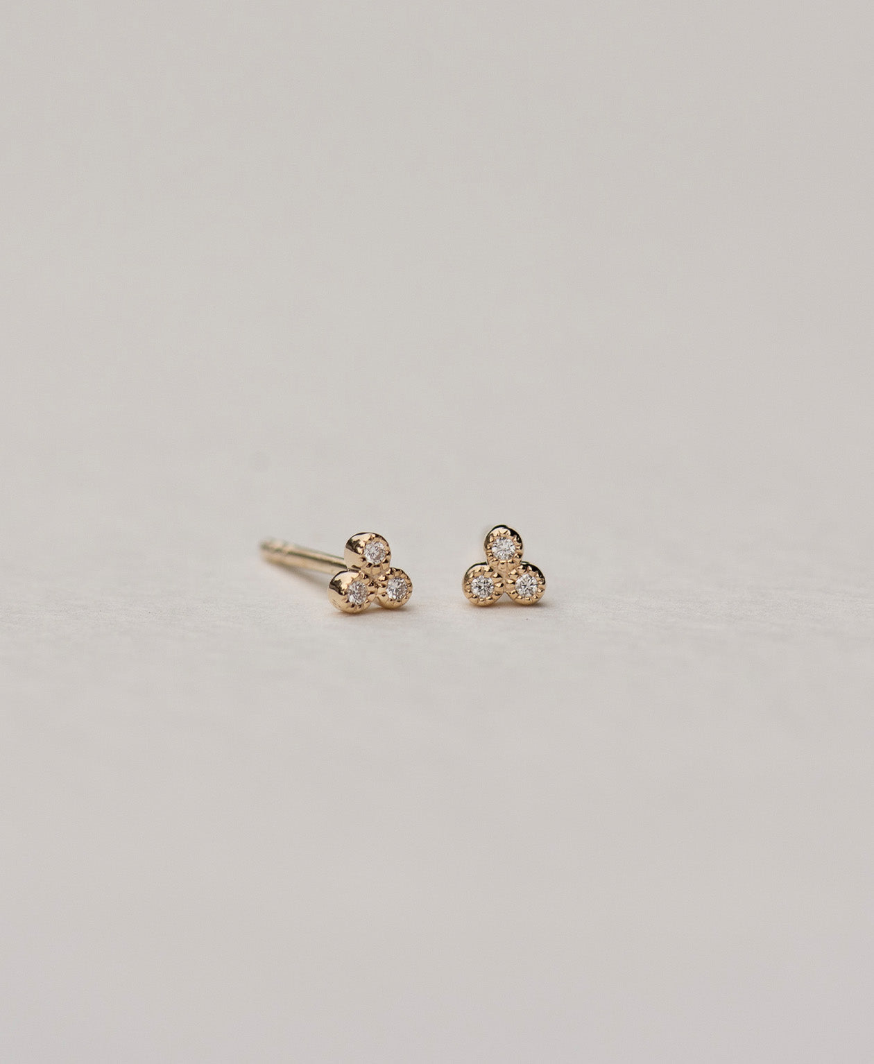 Three Friends 1mm Studs - 9k Yellow Gold, Lab Grown Diamond