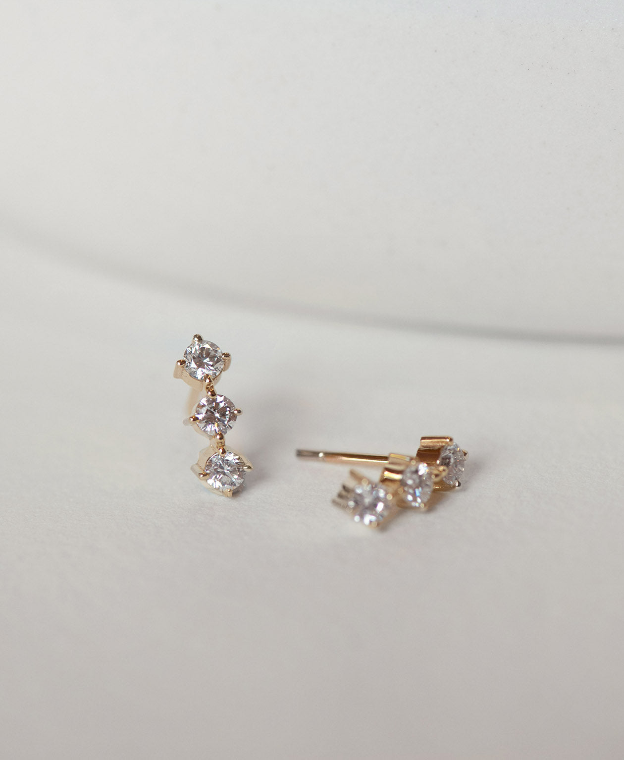 Three Graces Studs - 18k Yellow Gold, Diamond