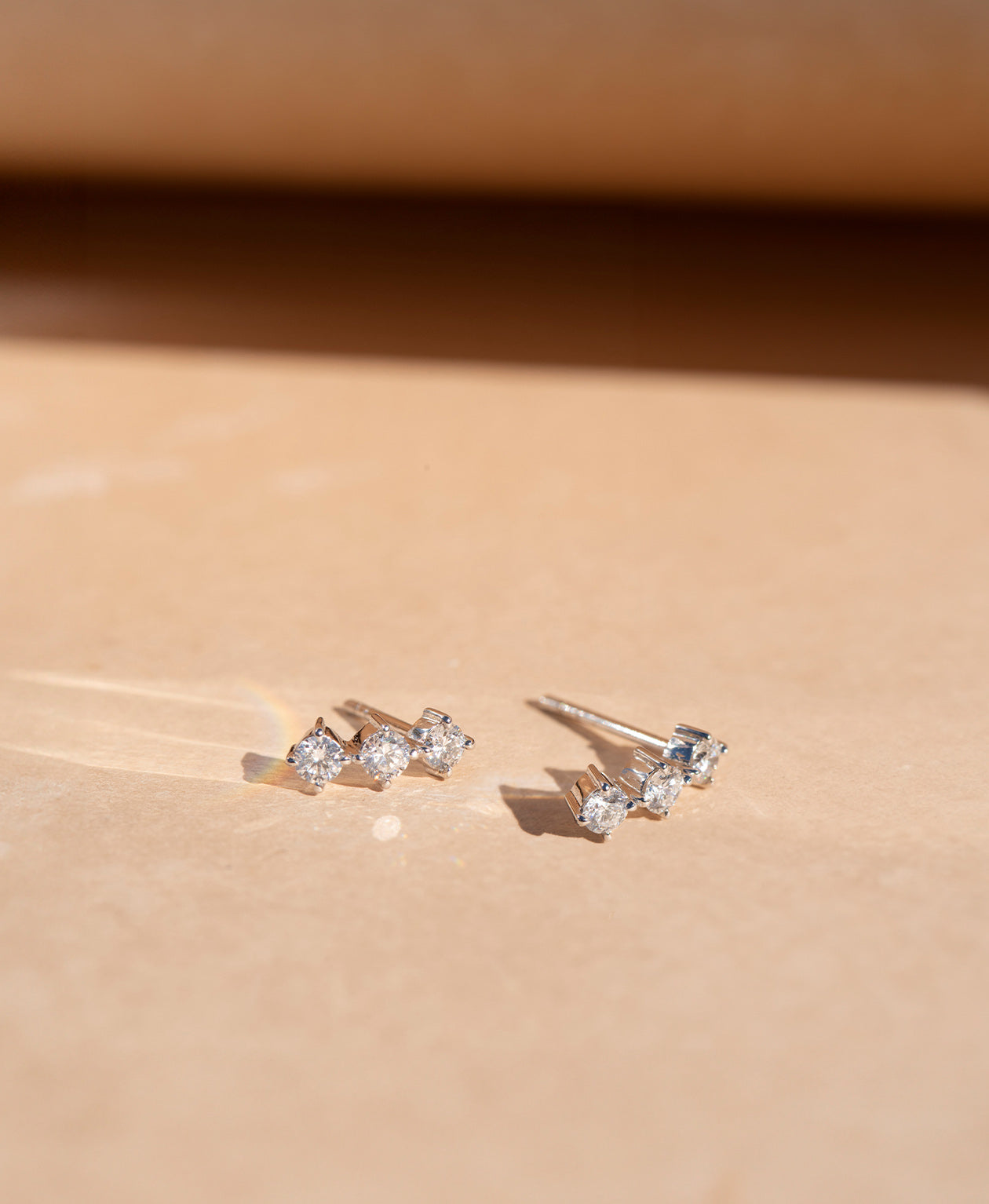 Three Graces Studs - 18k White Gold, Diamond