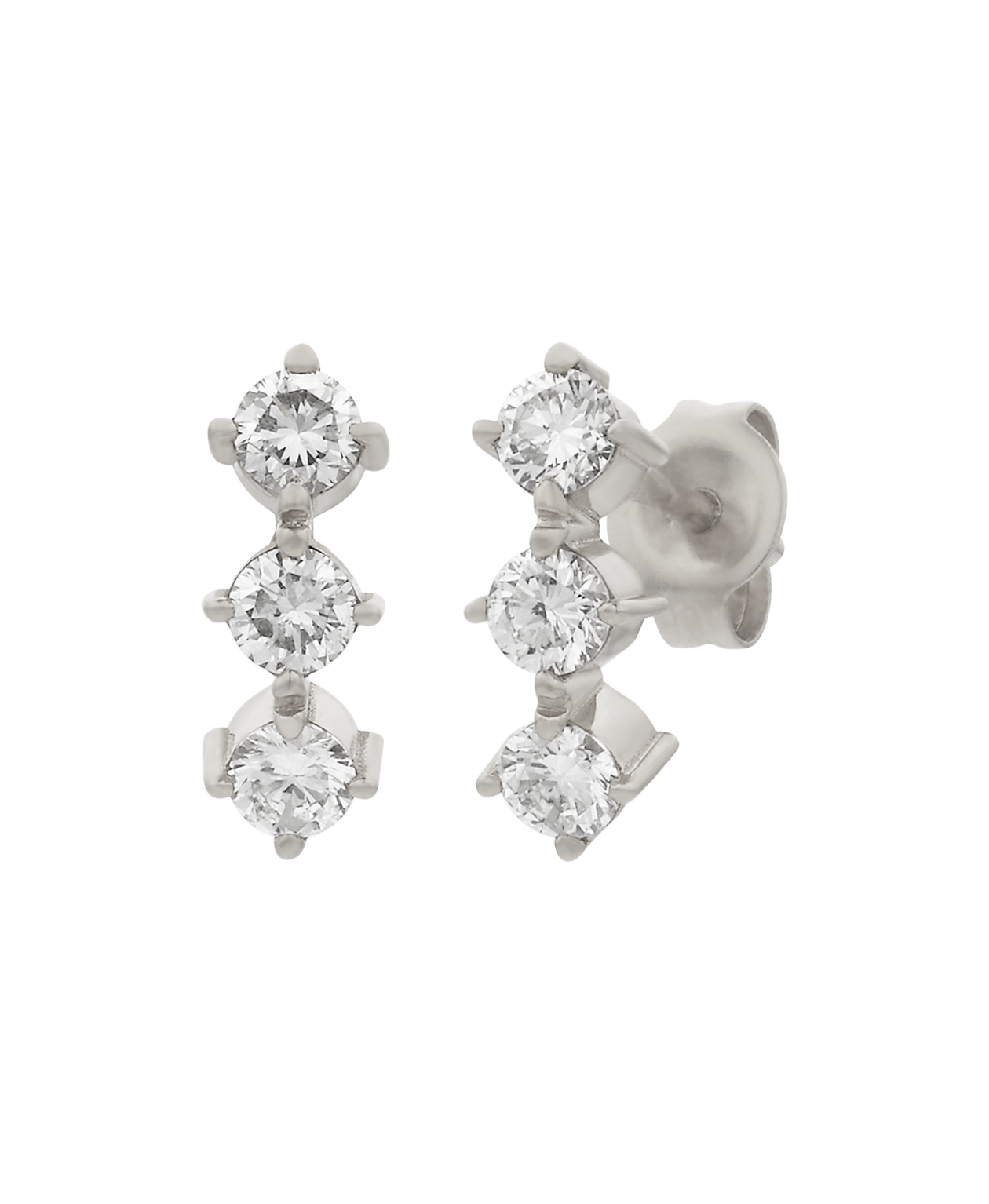 Three Graces Studs - 18k White Gold, Diamond