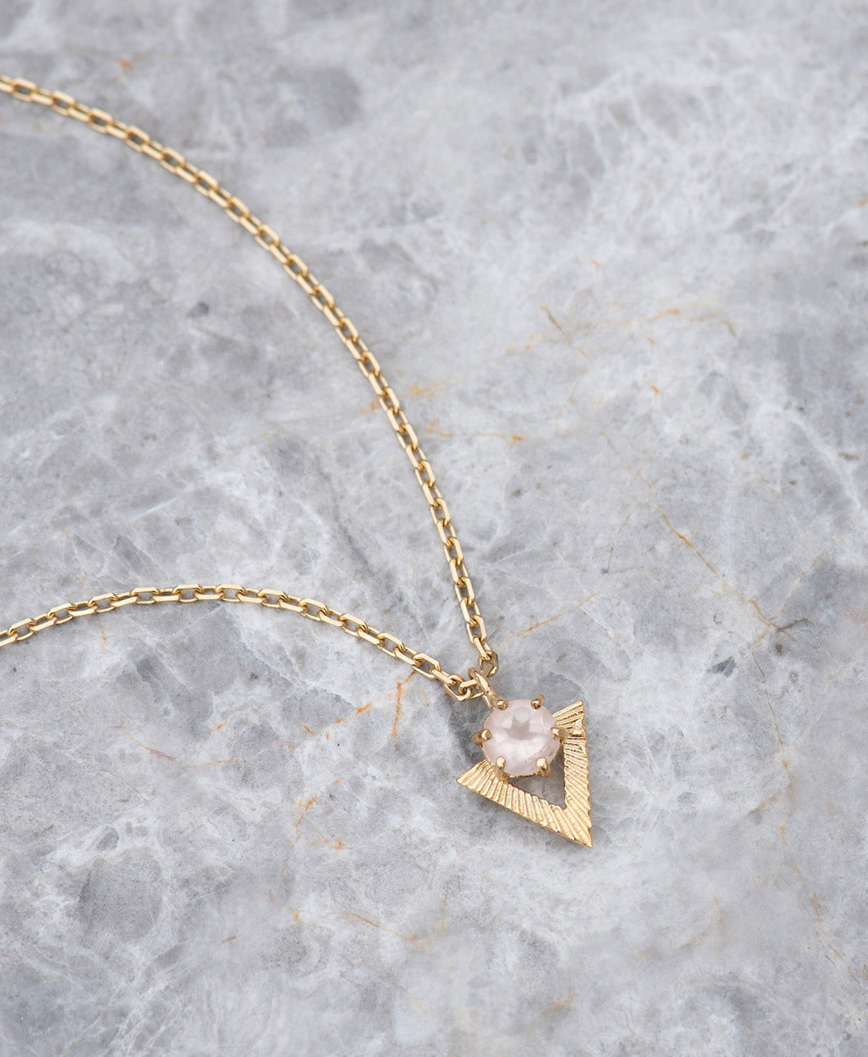 Violet Necklace - 22k Gold Vermeil, Rose Quartz