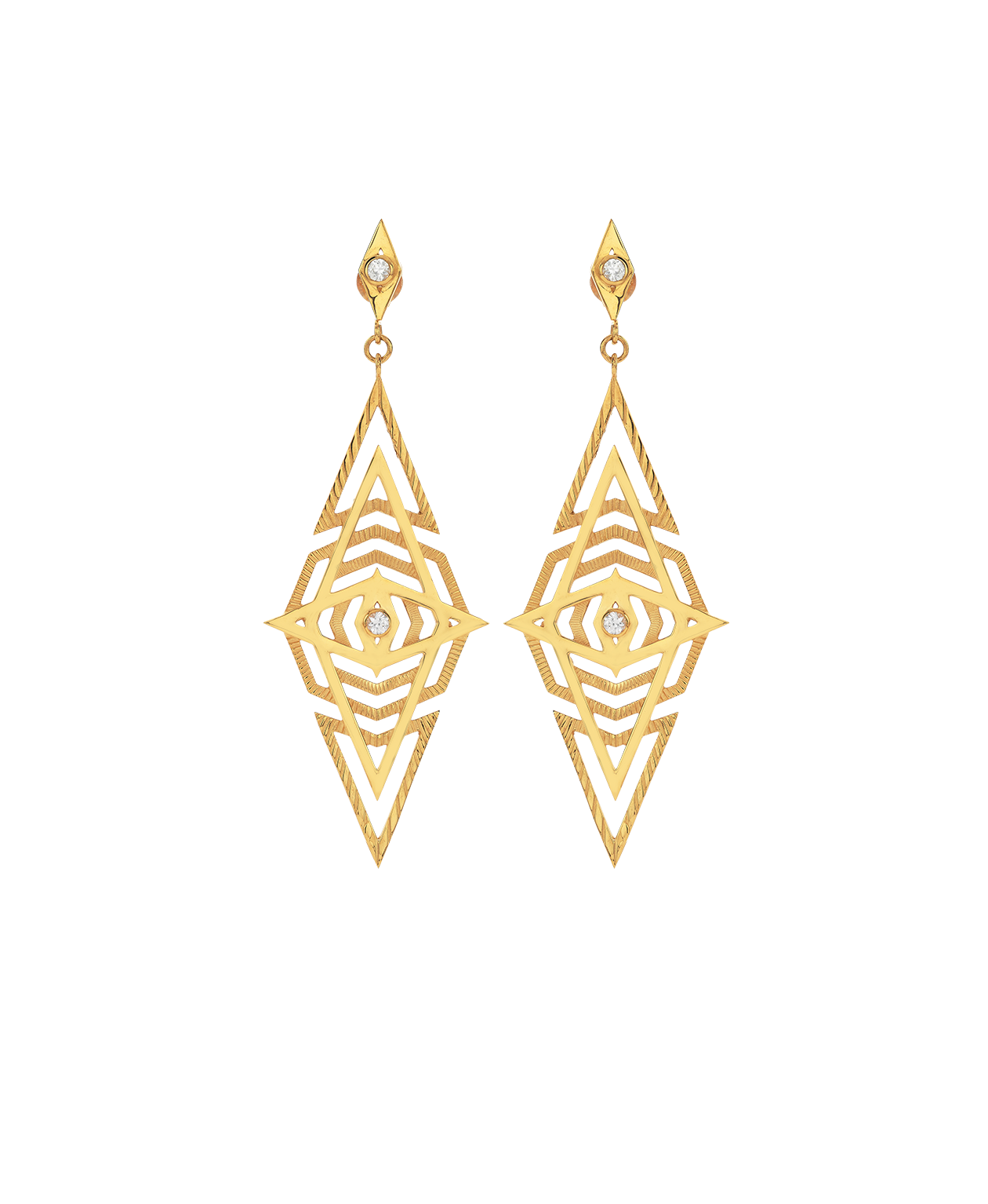 Volcano Earrings - 22k Gold Vermeil, White Zircon