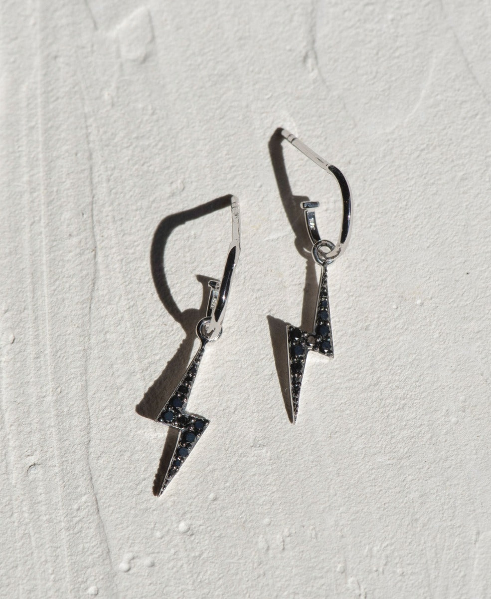 Zap Hoops - 9k White Gold, Black Diamond