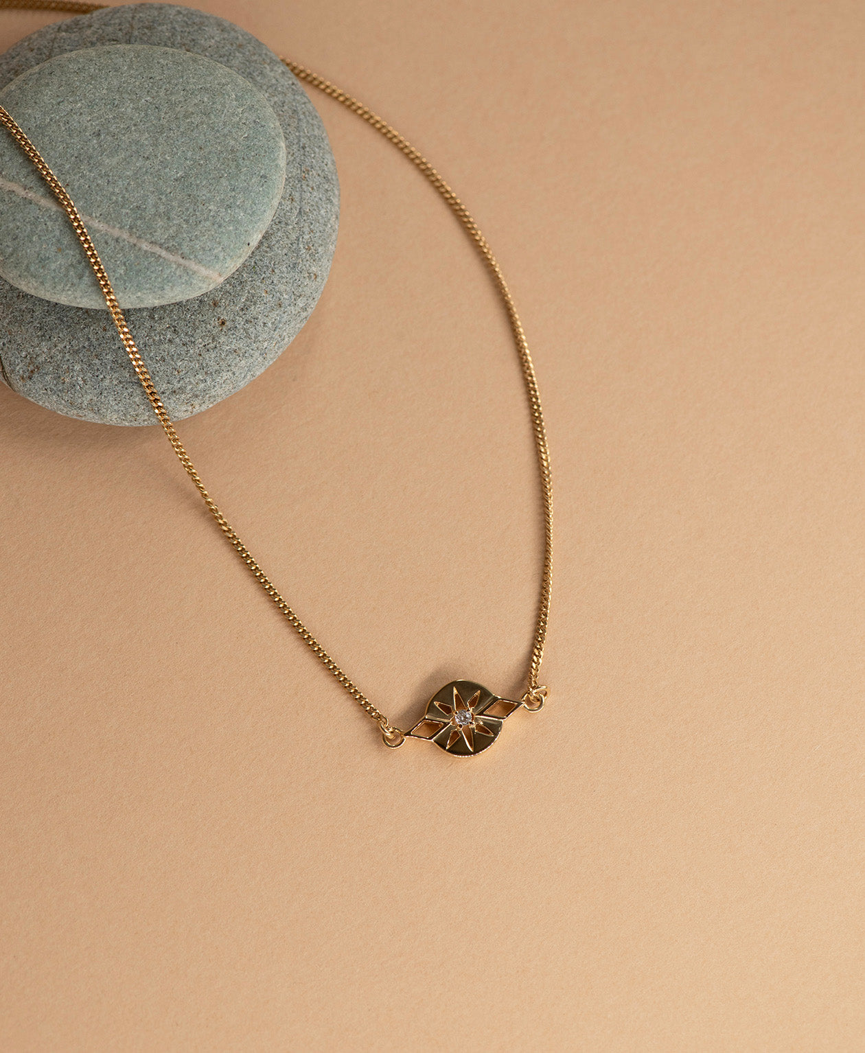 Zia Necklace - 22k Gold Vermeil, White Zircon