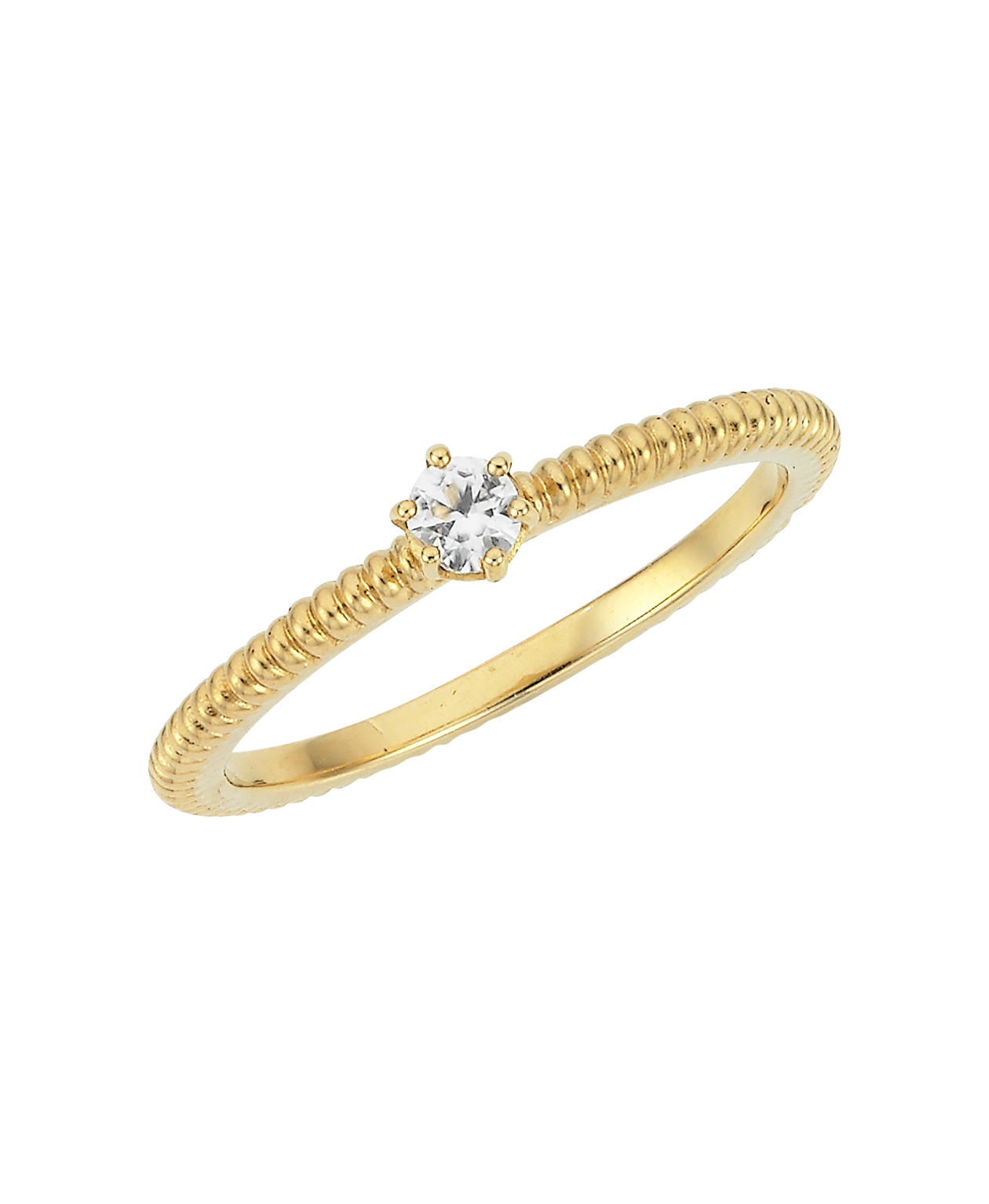 Anchored Stacker Ring - 22k Gold Vermeil, White Zircon