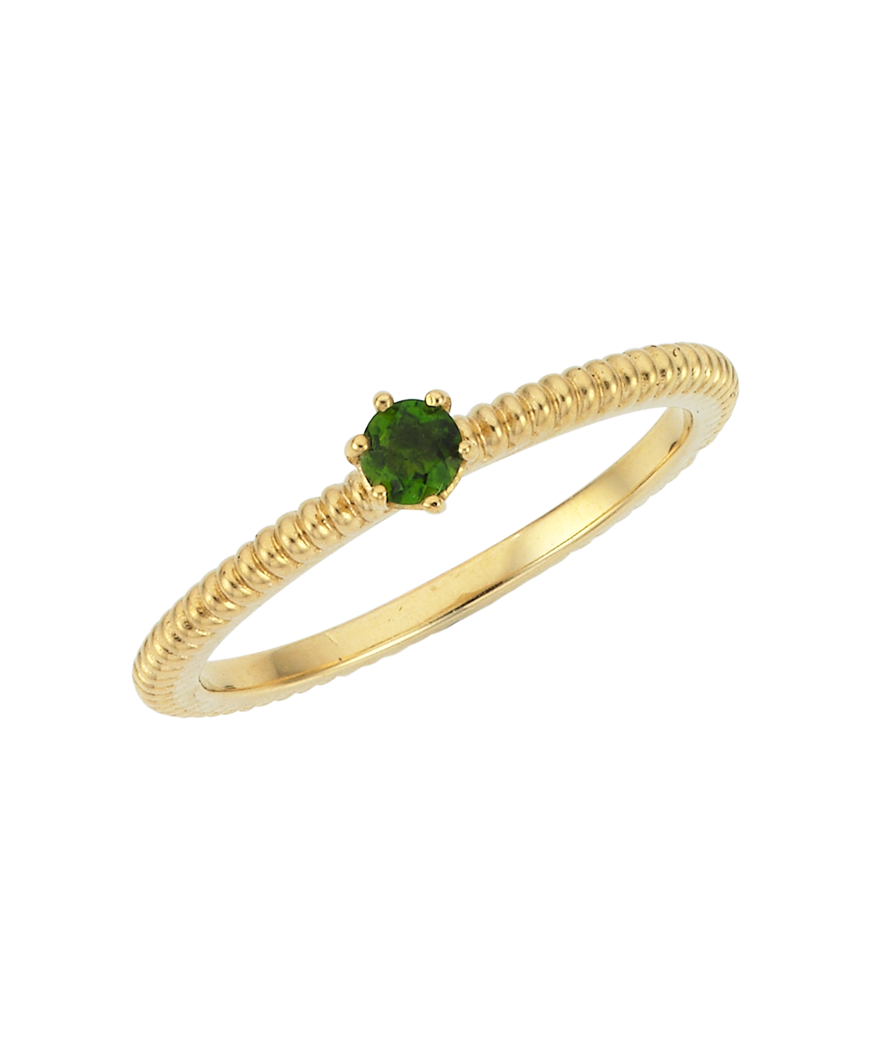 Anchored Stacker Ring - 22k Gold Vermeil, Chrome Diopside