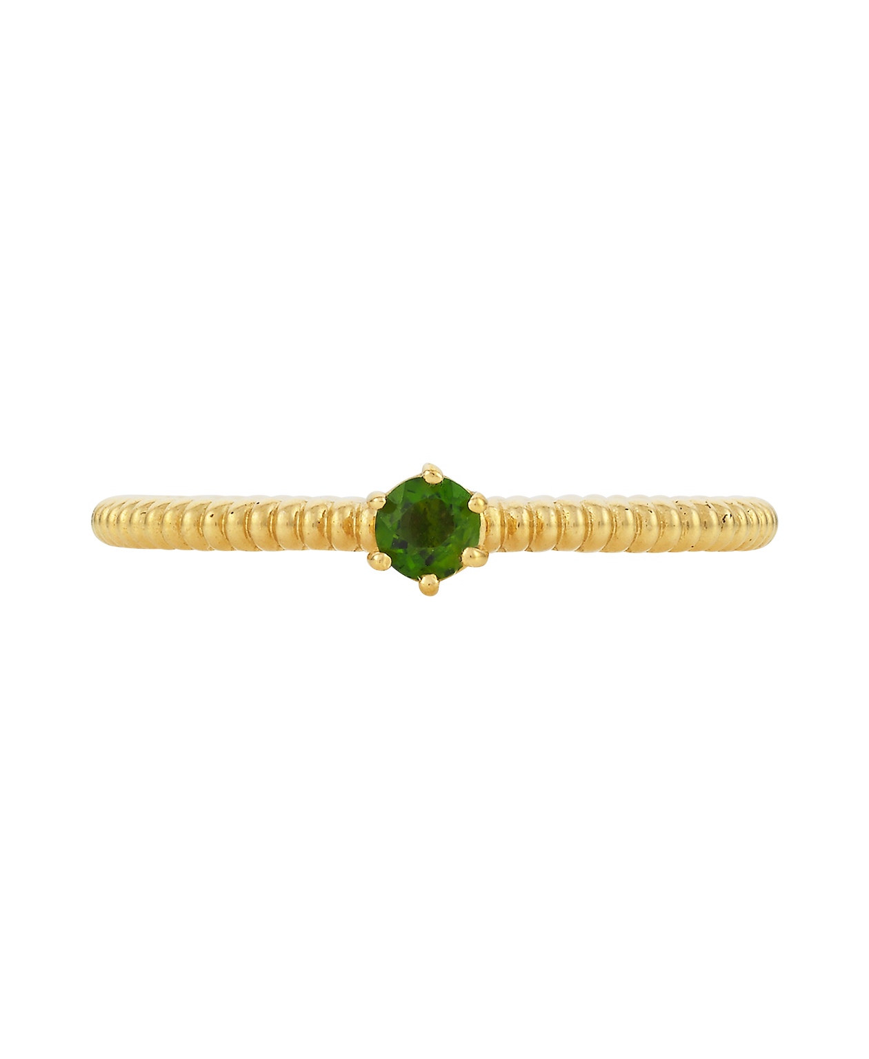 Anchored Stacker Ring - 22k Gold Vermeil, Chrome Diopside