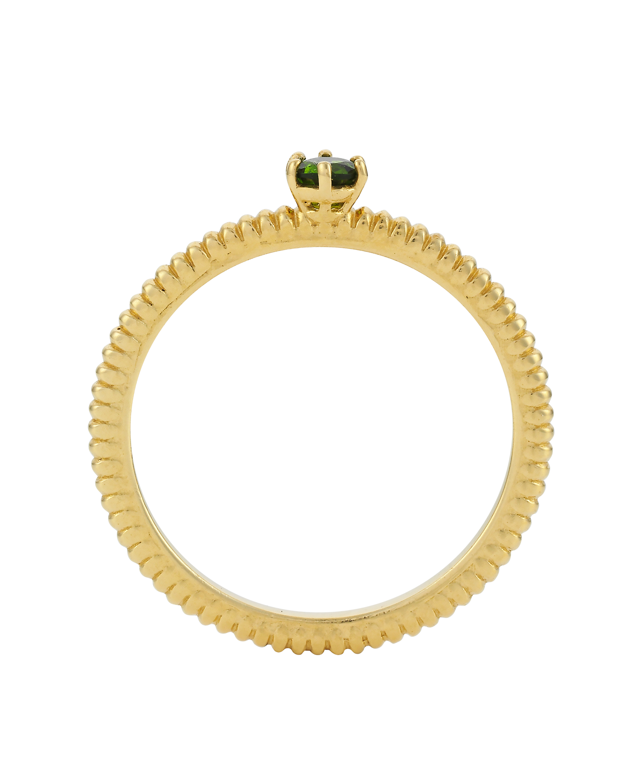 Anchored Stacker Ring - 22k Gold Vermeil, Chrome Diopside