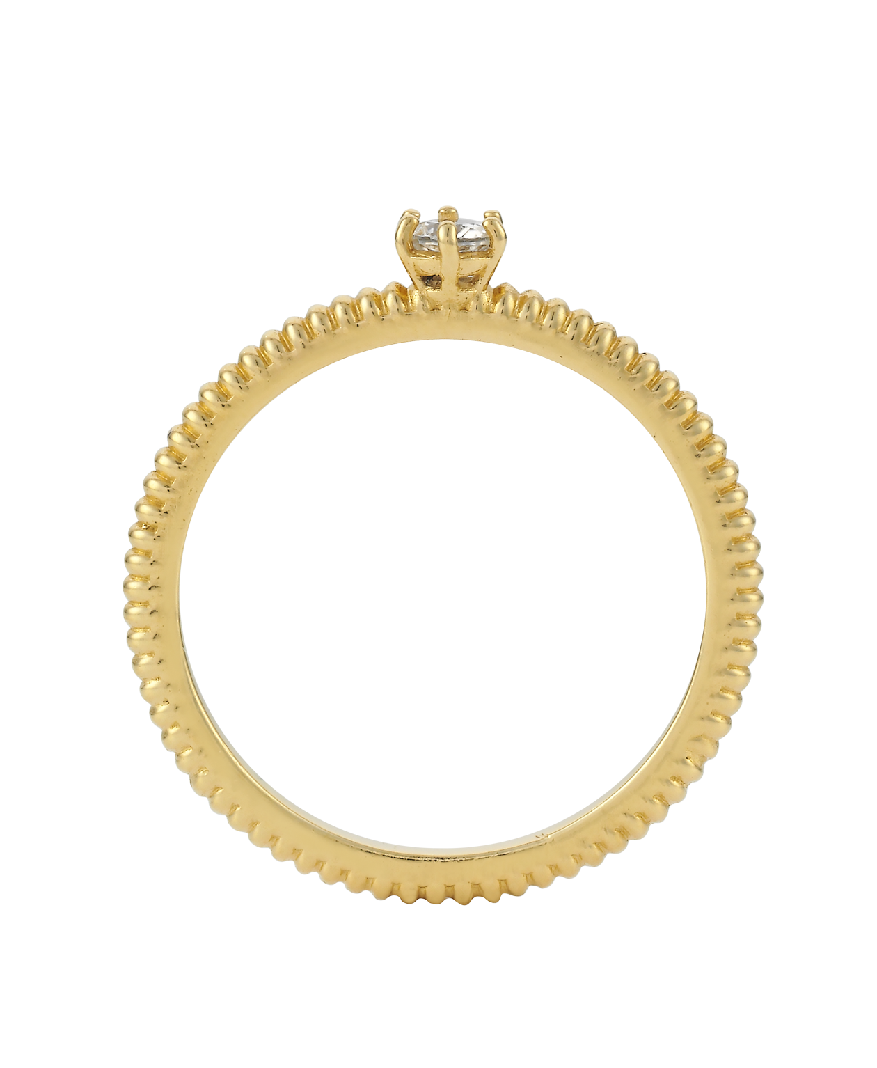 Anchored Stacker Ring - 22k Gold Vermeil, White Zircon