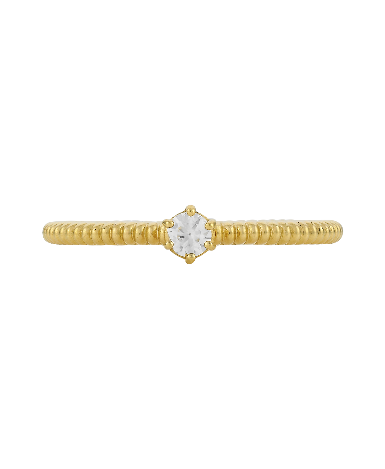 Anchored Stacker Ring - 22k Gold Vermeil, White Zircon